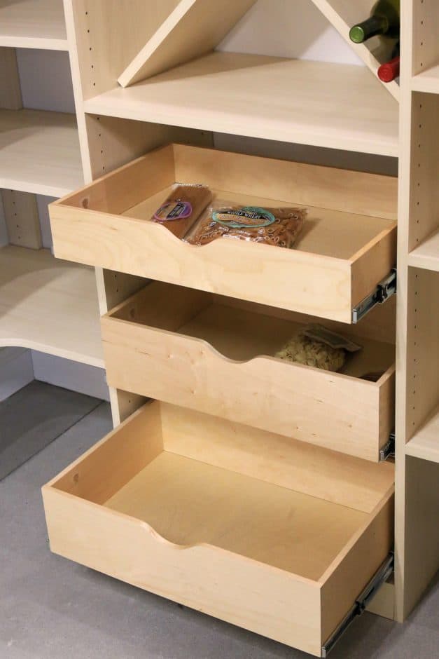 Deluxe Dovetailed Pull-Out Trays, Shelves for Cabinets